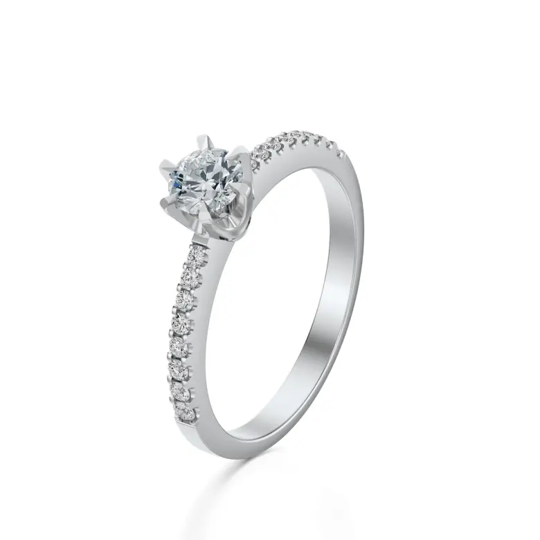 Pierścionek białe złoto z diamentami